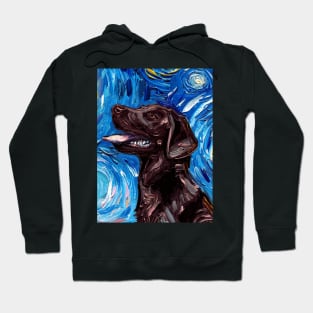 Chocolate Labrador Night (Portrait) Hoodie